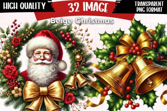 Beige Christmas Clipart: Warm Illustrations