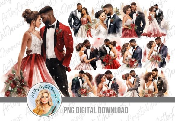 Black Couple Christmas Wedding Illustrations Review