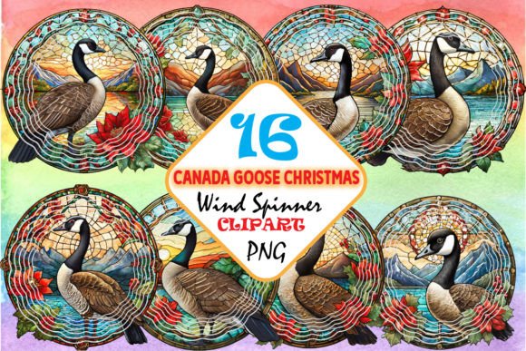Canada Goose Christmas PNG Wind Spinner: Illustrations