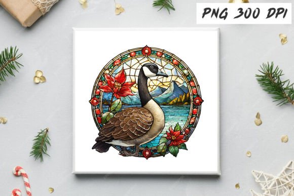 Canada Goose Christmas Stained Glass Illustrations