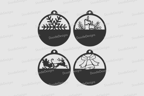 Christmas Bauble Gift Tag SVG Bundle: Festive Illustrations