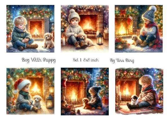 Christmas Boy with a Puppy Illustrations Review