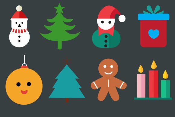 Christmas Color Icons Vector: Festive Illustrations