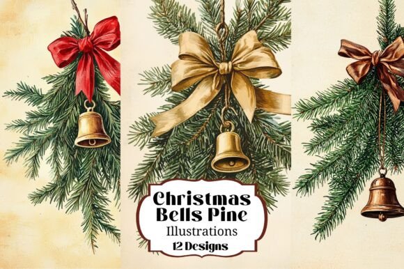 Christmas Greenery Bell Illustrations for Blogs