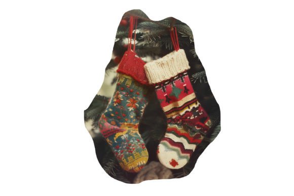 Christmas Stocking PNG Collage: Festive Illustrations