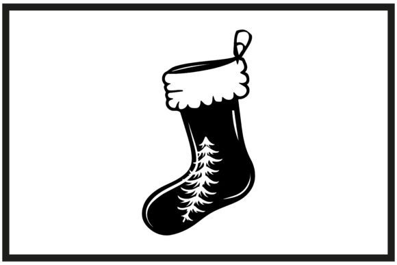 Christmas Stocking Silhouette Isolated Illustrations