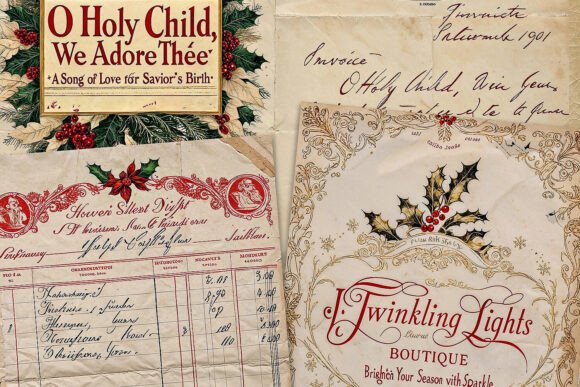 Christmas Vintage Styled Advertisements: Retro Illustrations Review