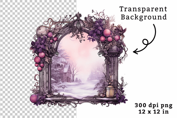 Christmas Watercolor Mirror Clipart PNG: Illustrations