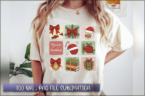Coquette Christmas Teacher Sublimation: Festive Illustrations