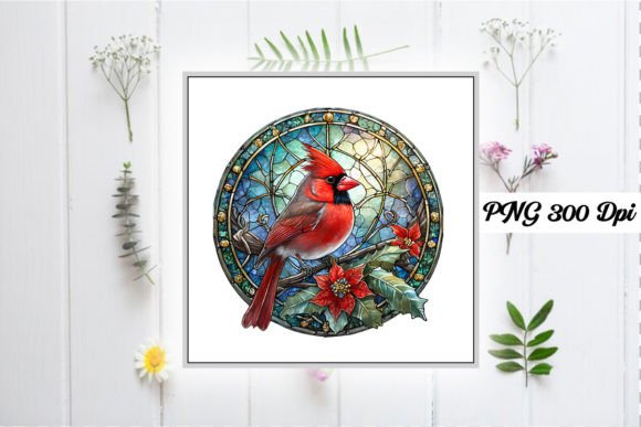 Northern Cardinal Stained Glass Illustrations