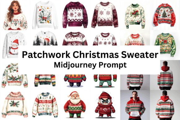 Patchwork Christmas Sweater Sublimation Illustrations