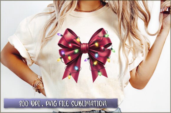 Pink Christmas Lights Coquette Bow PNG Review