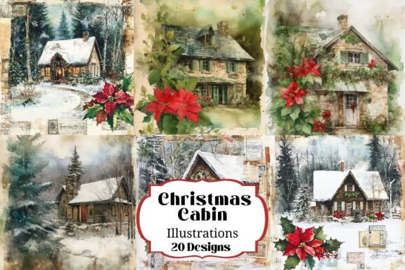 Review: 20 Dreamy Christmas Cabin Illustrations