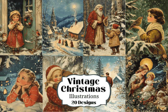 Reviewing Beautiful Vintag Christmas Illustrations for Stitch