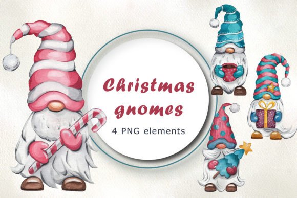 Reviewing Christmas Gnomes Watercolor Illustrations