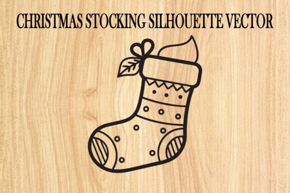 Reviewing Christmas Stocking Silhouette Vector Illustrations