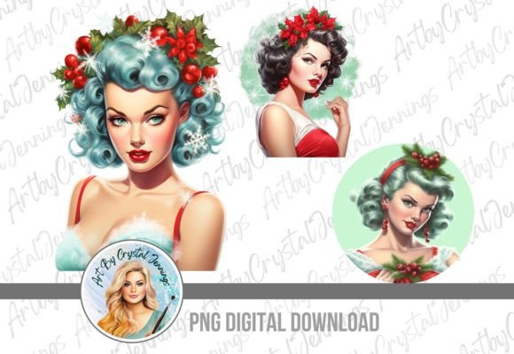 Vintage Christmas Pin Up Girl PNG Review