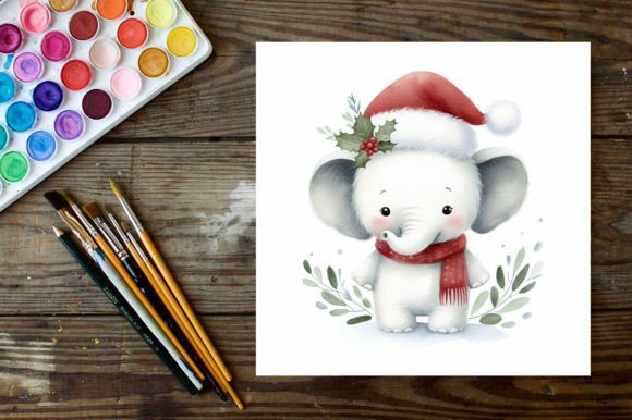 Watercolor Christmas Baby Elephant Illustrations Review