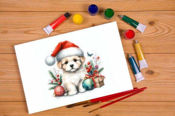 Watercolor Christmas Cute Dog Illustrations