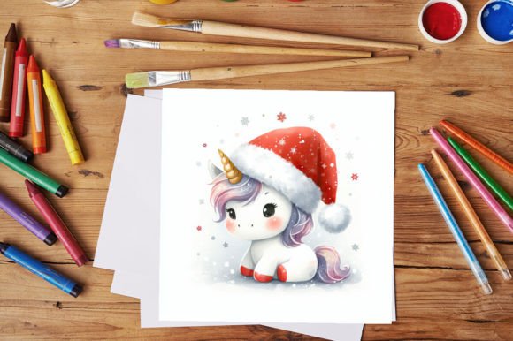 Watercolor Christmas Cute Unicorn Illustrations